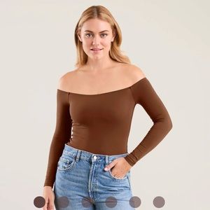 nuuds off the shoulder bodysuit